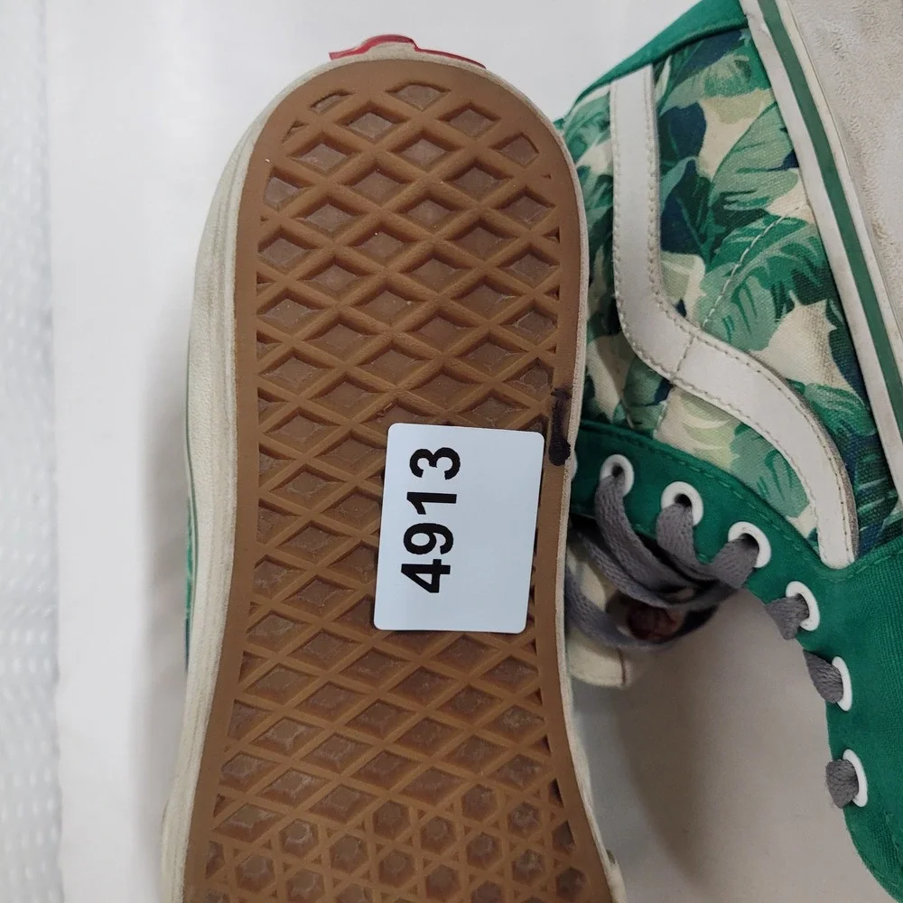 Vans Sk8-Hi High Top Tropical Palm Leaf Green Sneakers Mens 8 Womens 9.5